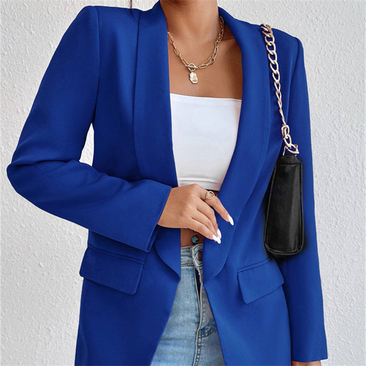 Professional Chic Blazer With Open Front and Long Sleeves