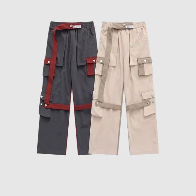 Utility cargo trousers with adjustable straps