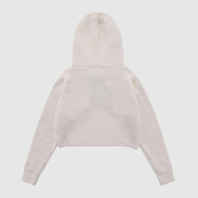 Short knitted hoodie with star pattern