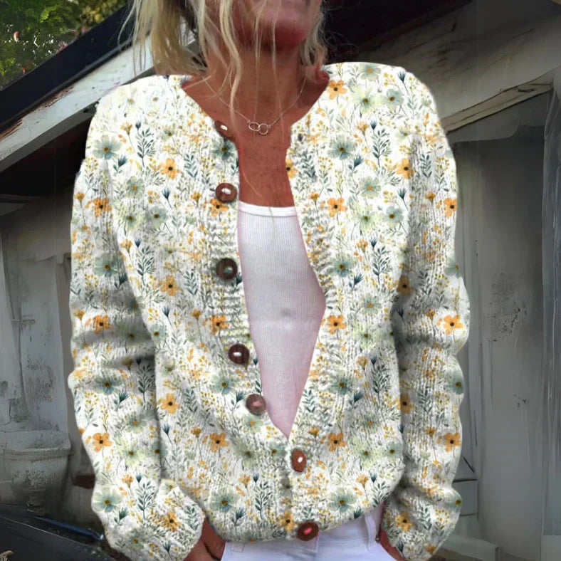 Women's - Floral Cardigan - Soft Knit - Stylish & Comfortable Everyday Wear