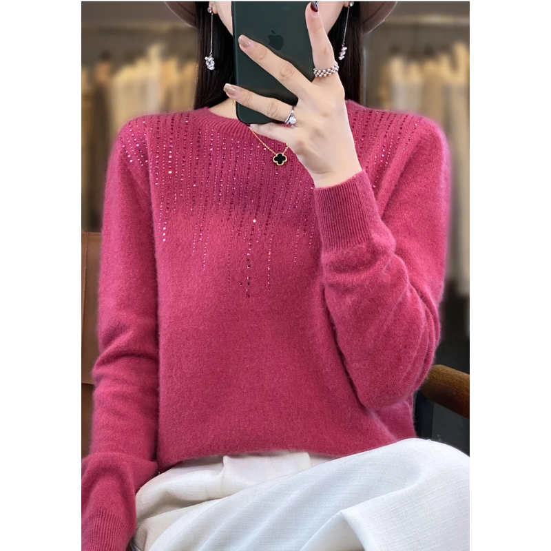 Soft Knitted Ladies Sweater with Sparkling Details