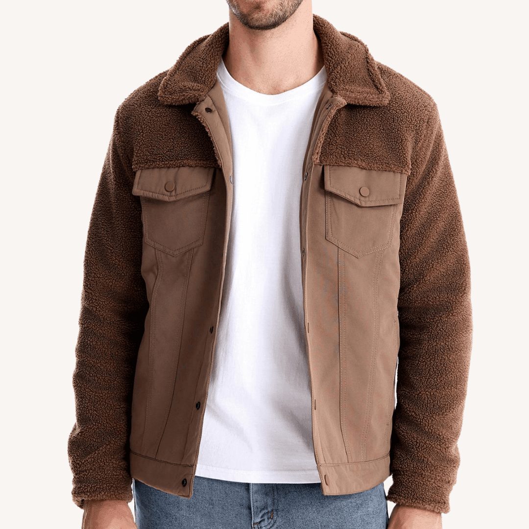 Men's - Stylish Patchwork Jacket - Unique Design & Cosy Material - Perfect for Casual Wear
