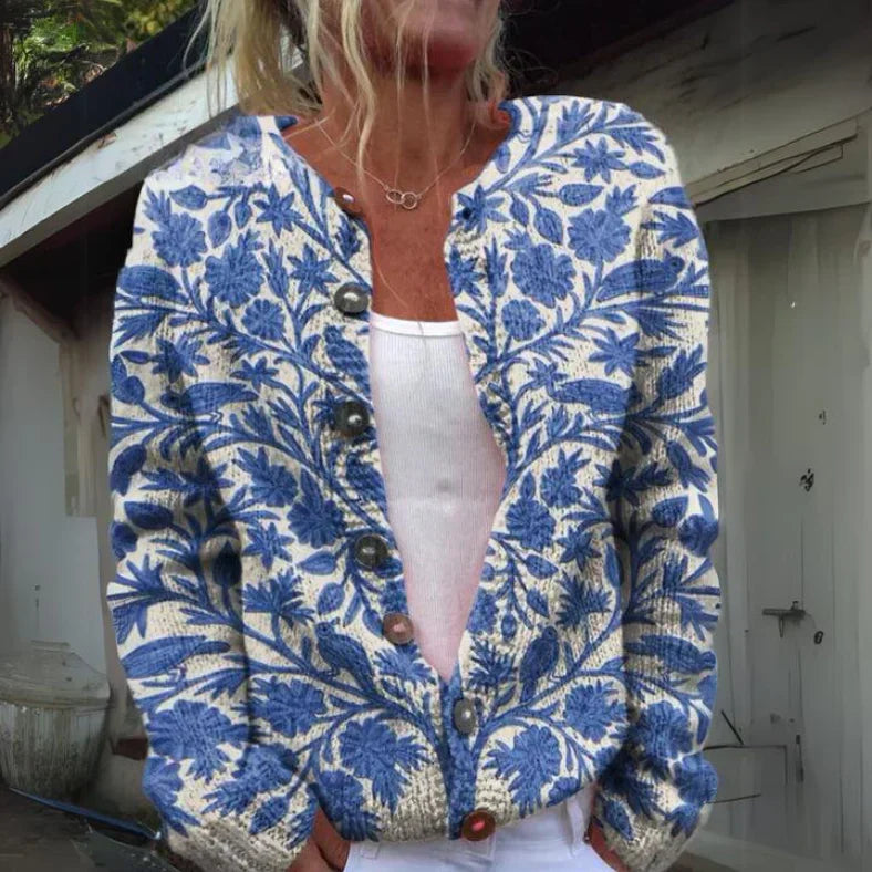 Women's - Floral Cardigan - Soft Knit - Stylish & Comfortable Everyday Wear