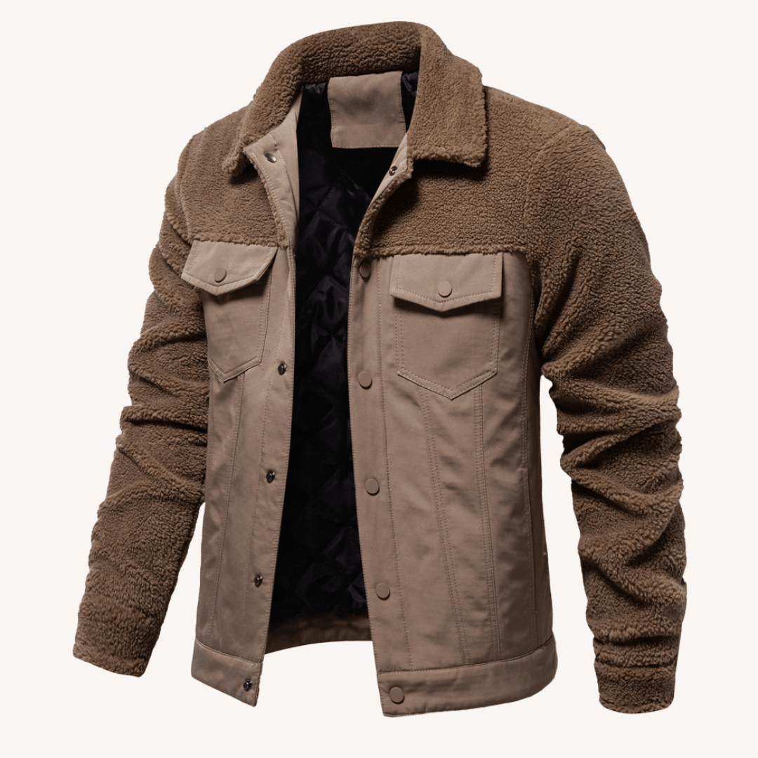 Men's - Stylish Patchwork Jacket - Unique Design & Cosy Material - Perfect for Casual Wear