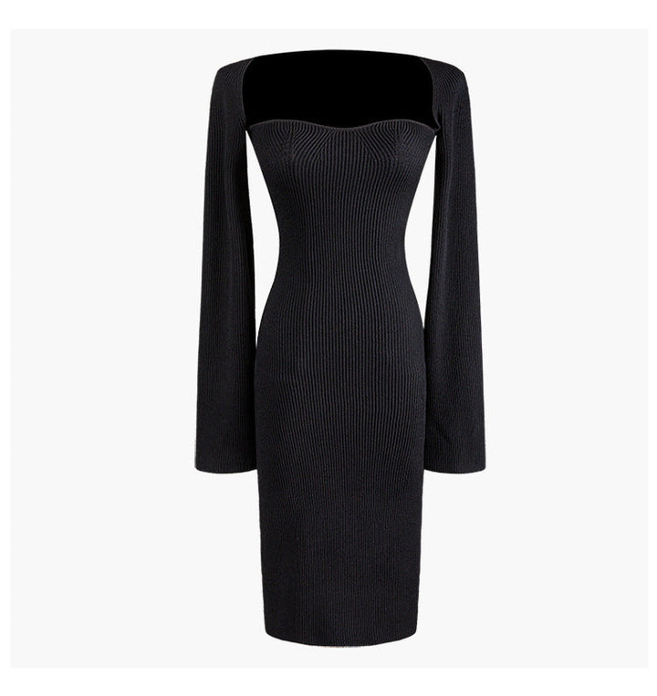 Lavish knitted dress with flared sleeves