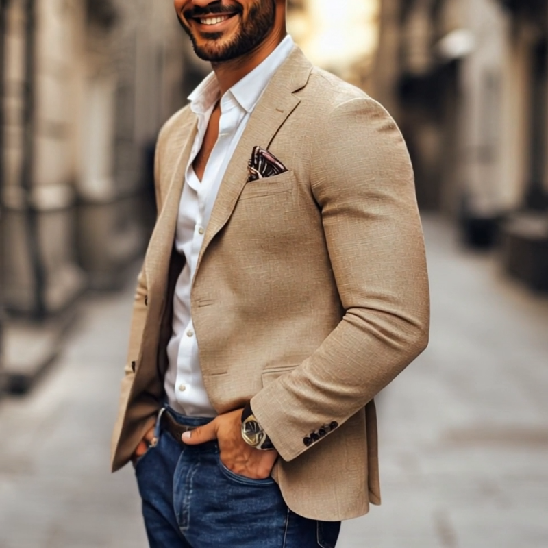 Men's - Casual Blazer – Notch Lapel, Two Buttons – Modern Style