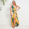 Summer fashion waist tie slit design sleeveless dress