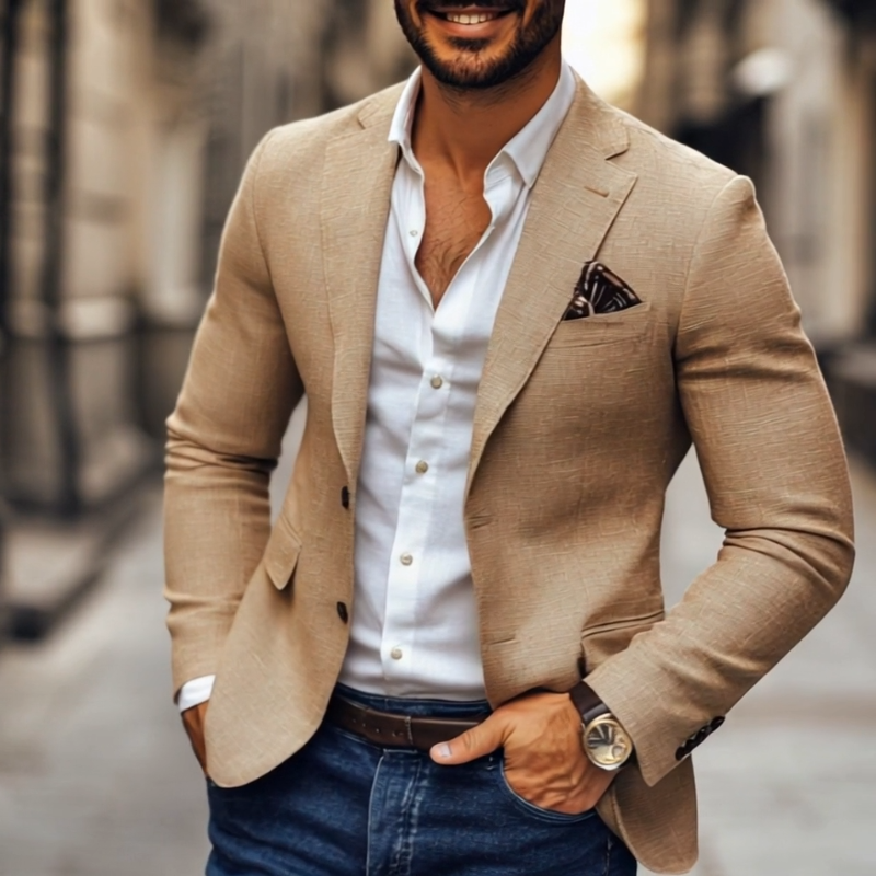 Men's - Casual Blazer – Notch Lapel, Two Buttons – Modern Style