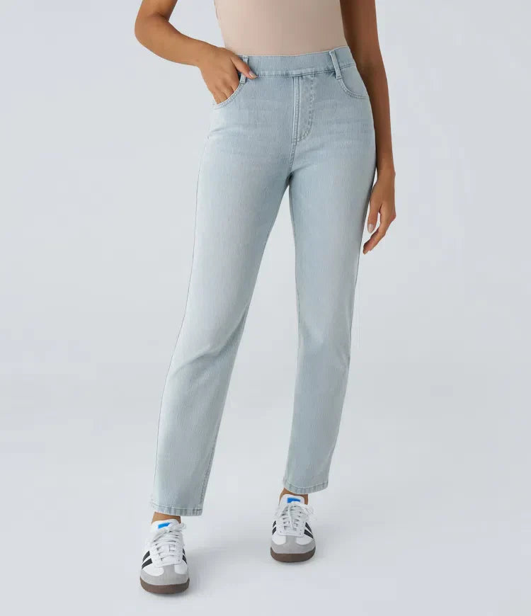 Women's - Elastic Trousers - Stretchy Fabric - Versatile Everyday Wear for All Occasions