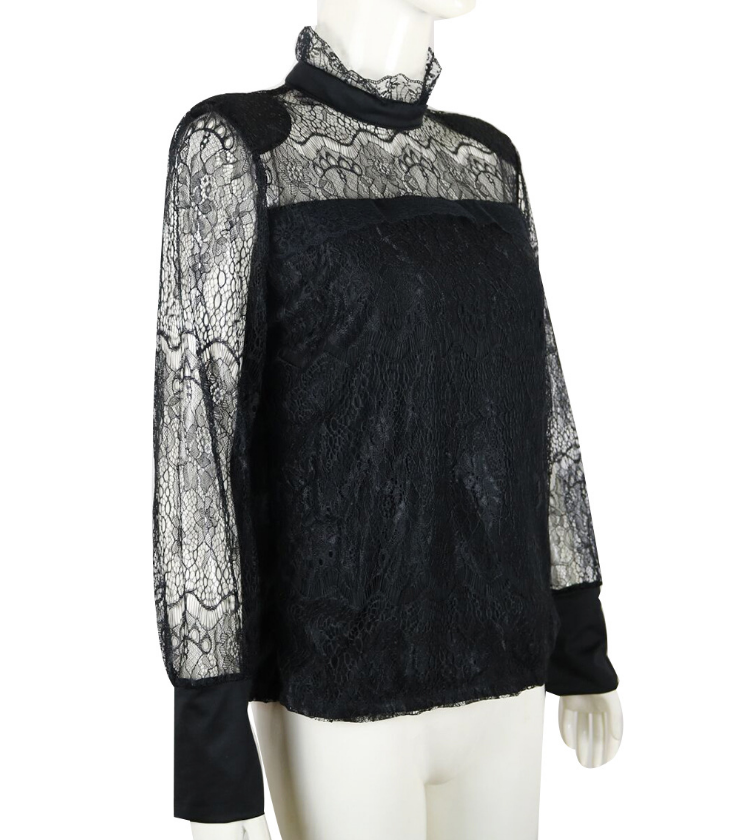 Classy Long Sleeve Sheer Tops Floral Lace Blouse