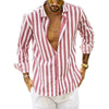 Long-sleeved men's shirt with striped lapel