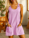 Women's - Sleeveless Mini Dress - Striped Shirt Style - Comfortable Summer Fashion