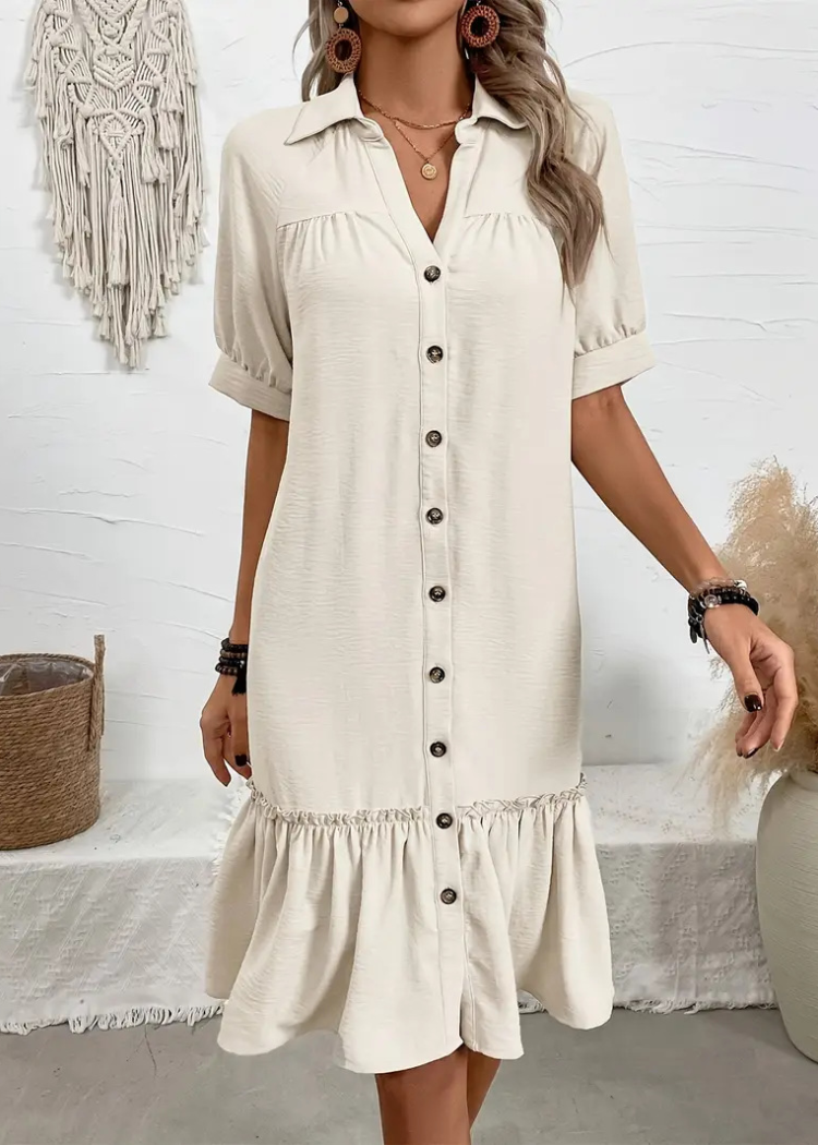 Women's - Casual A-Line Dress - Cotton Blend