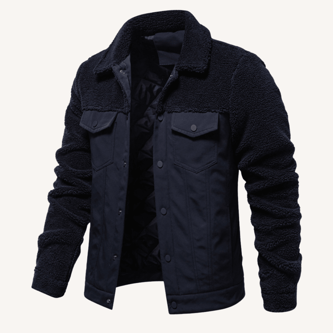 Men's - Stylish Patchwork Jacket - Unique Design & Cosy Material - Perfect for Casual Wear