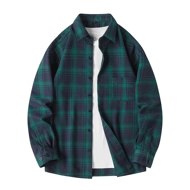 Men's - Plaid Flannel Shirt - Soft Cotton - Stylish Casual Wear