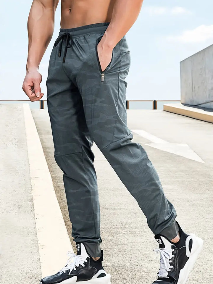 Casual Chic Stretch Sports Trousers With Drawstring Waist