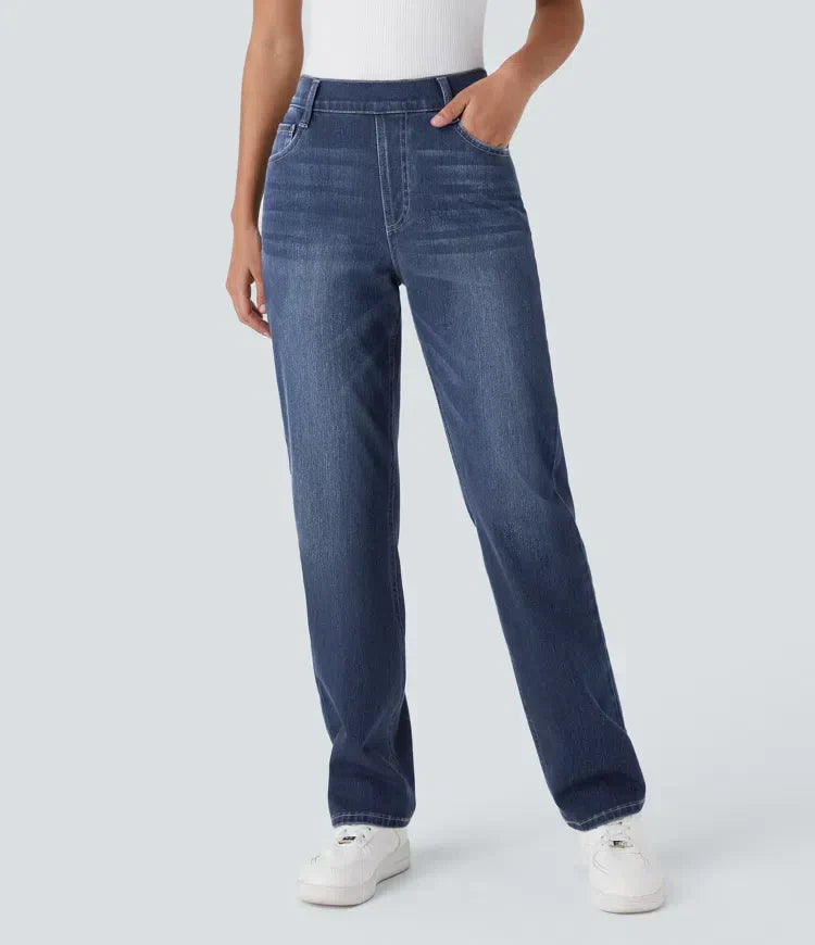 Women's - Elastic Trousers - Stretchy Fabric - Versatile Everyday Wear for All Occasions