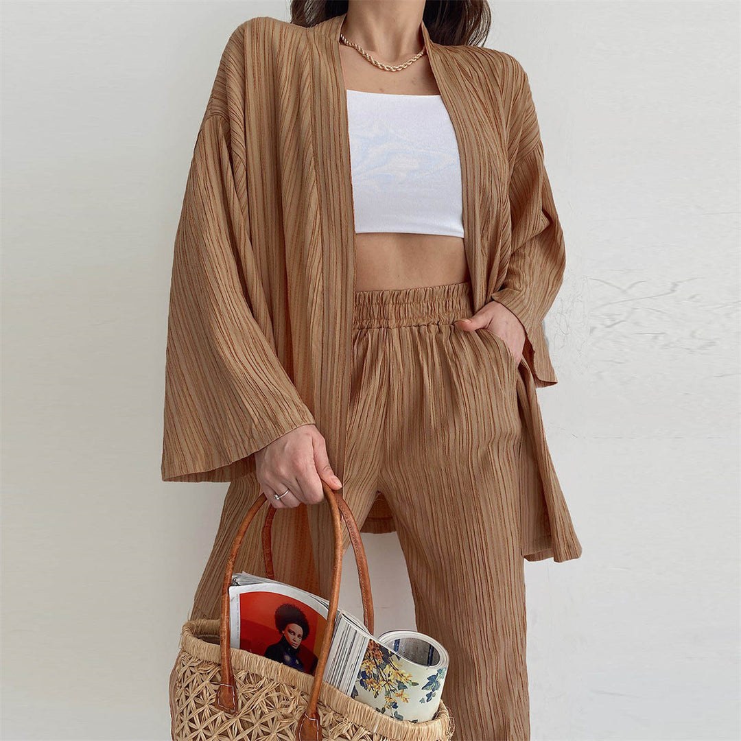 Stylish early autumn new camel casual suit