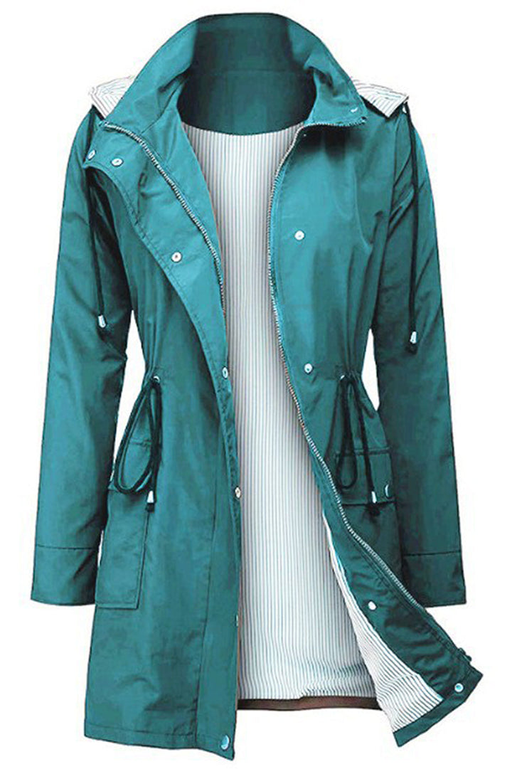 Striped rain jacket with hood