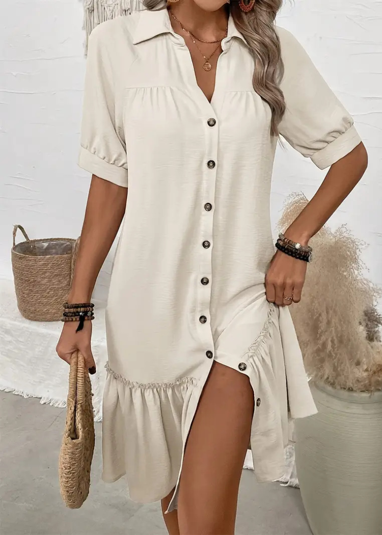 Women's - Casual A-Line Dress - Cotton Blend