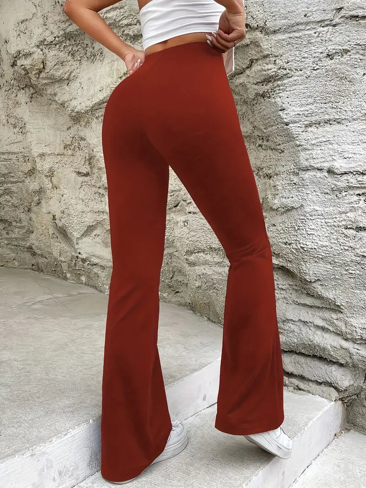 Elasticated slim trousers with high waist