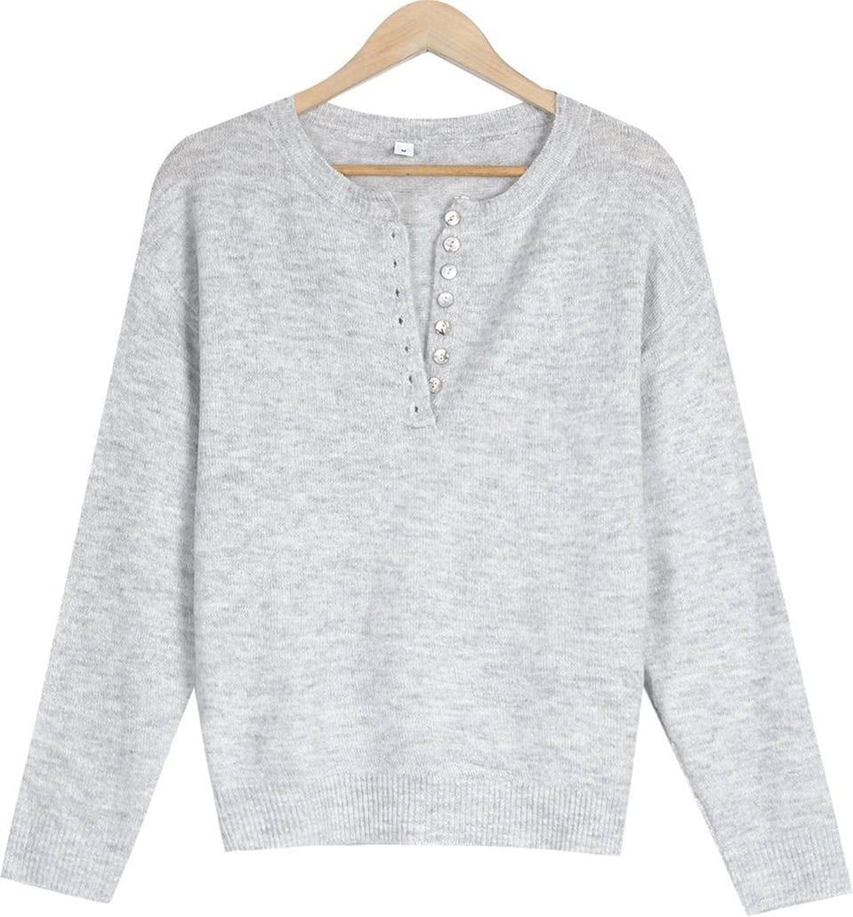 Classic Grey Sweater with Button Closure 'Grey Days'