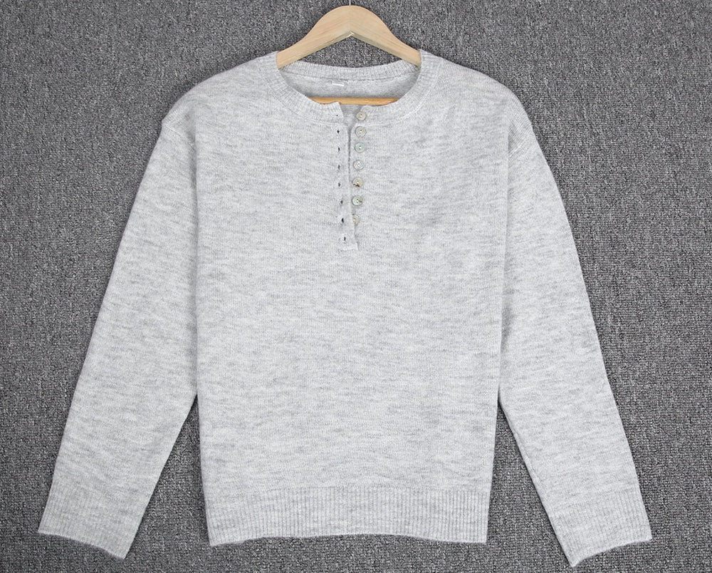 Classic Grey Sweater with Button Closure 'Grey Days'