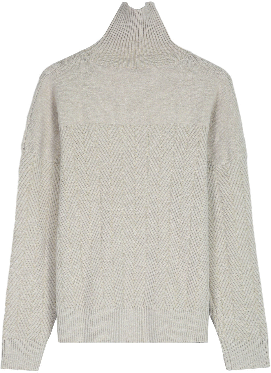 Long-sleeved chevron jumper with a high neckline