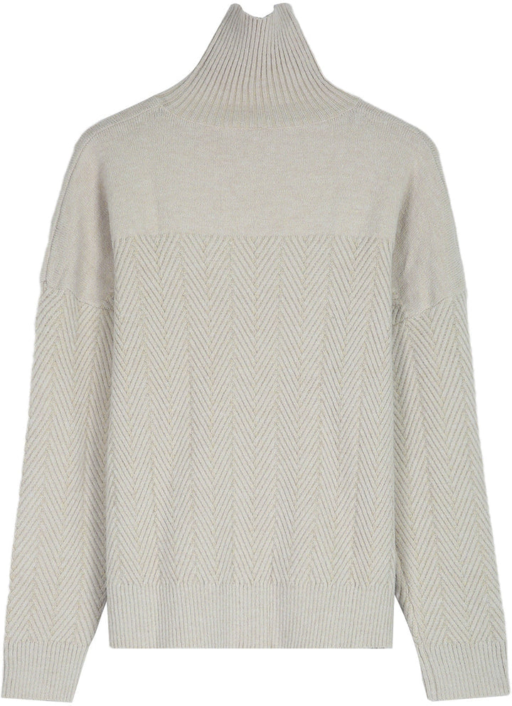 Long-sleeved chevron jumper with a high neckline