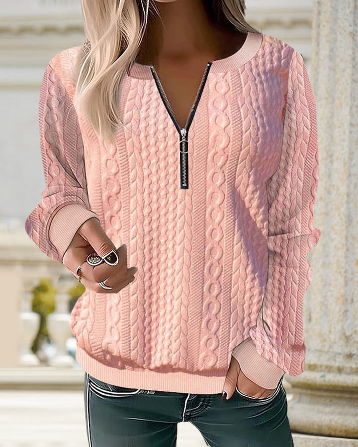 Single-coloured pullover with zip