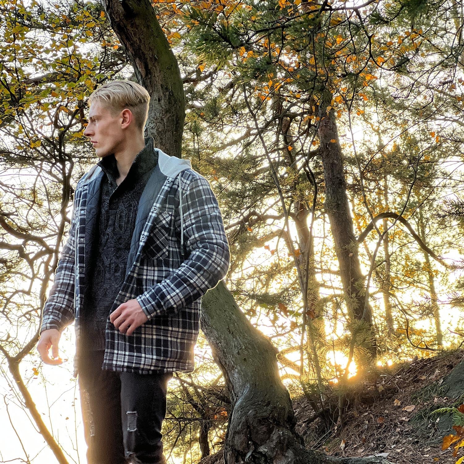 Men's - Quilted Flannel Jacket – Hooded, Warm Design – Casual Outerwear