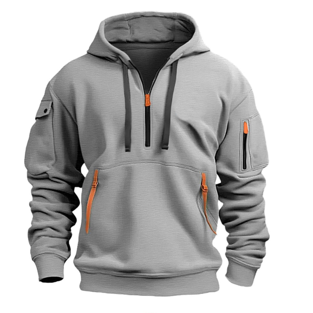 Men's - Casual Hoodie - Long Sleeve Pullover - Multi Pockets - Stylish and Practical for Everyday Wear
