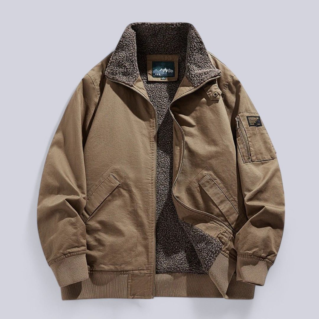 Men's - Jacket - Warm Wool Lined - Stylish Winter Outerwear for Comfort