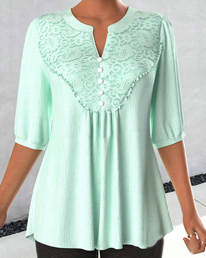 Mint green Lace Blouse