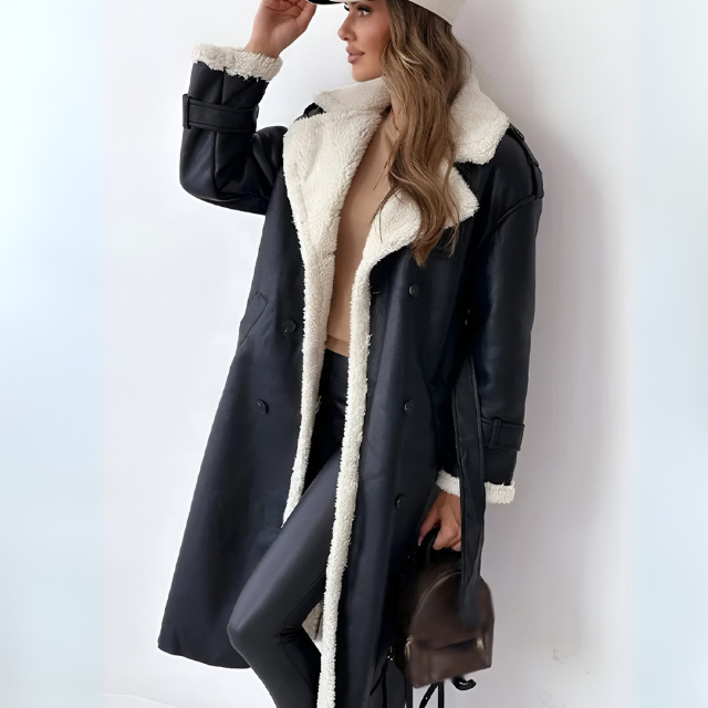 Women's - Collar Lapel Coat - Stylish Outerwear - Classic Design