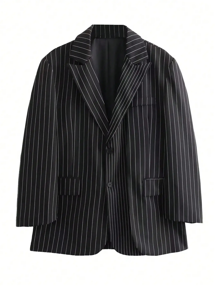 Women's striped blazer with ankle button fastening