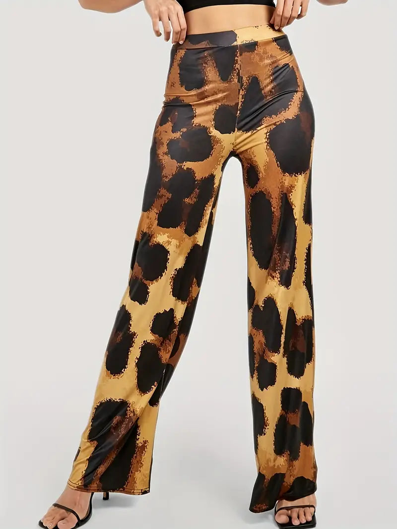 High Waisted Pants with Leopard Print