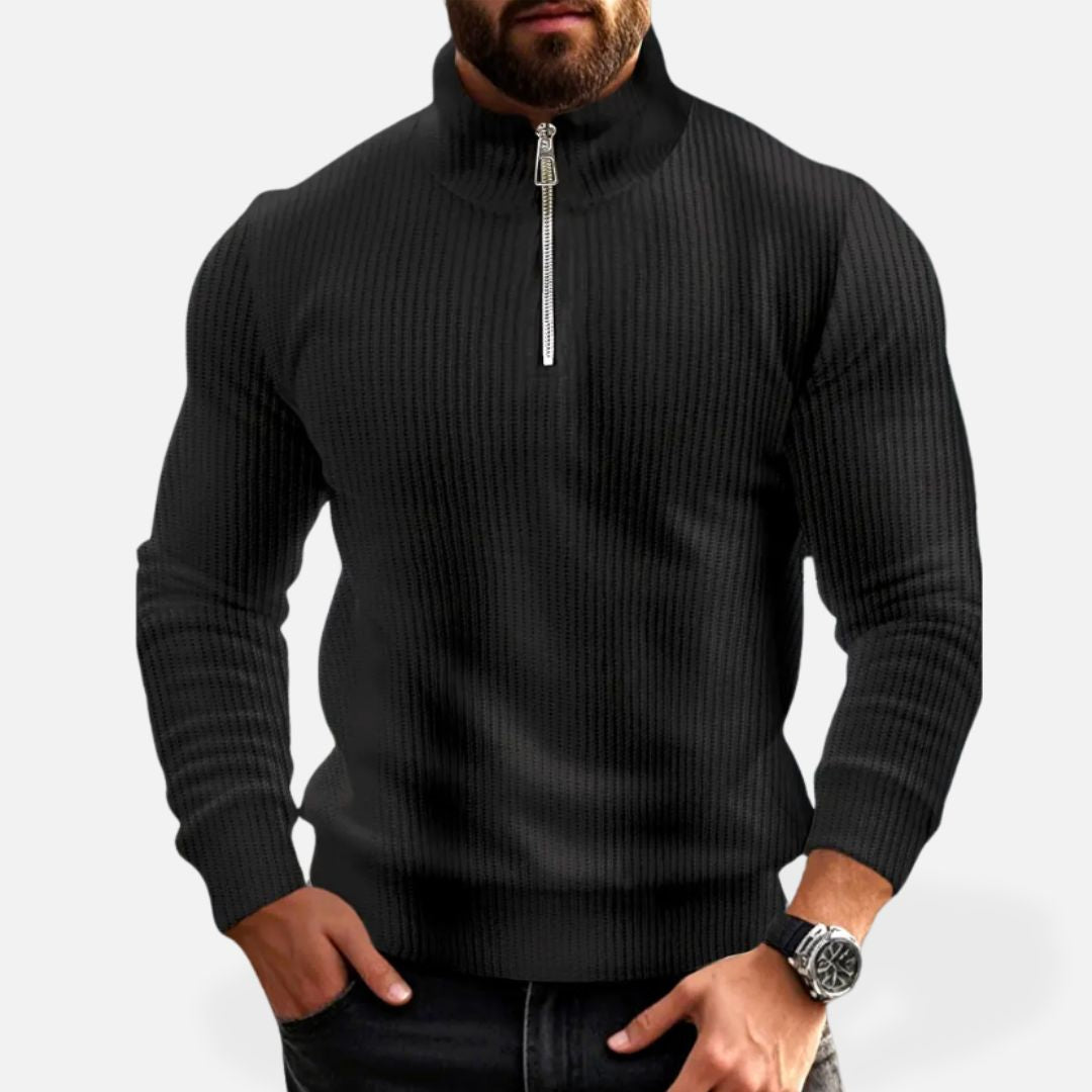 Men's - Knitted Half Zip Sweater - Soft & Cosy - Casual Layering Essential - Perfect for Any Occasion