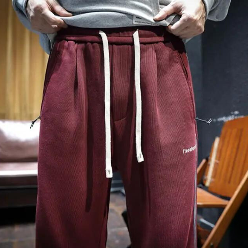 Casual velvet sweatpants with stripes