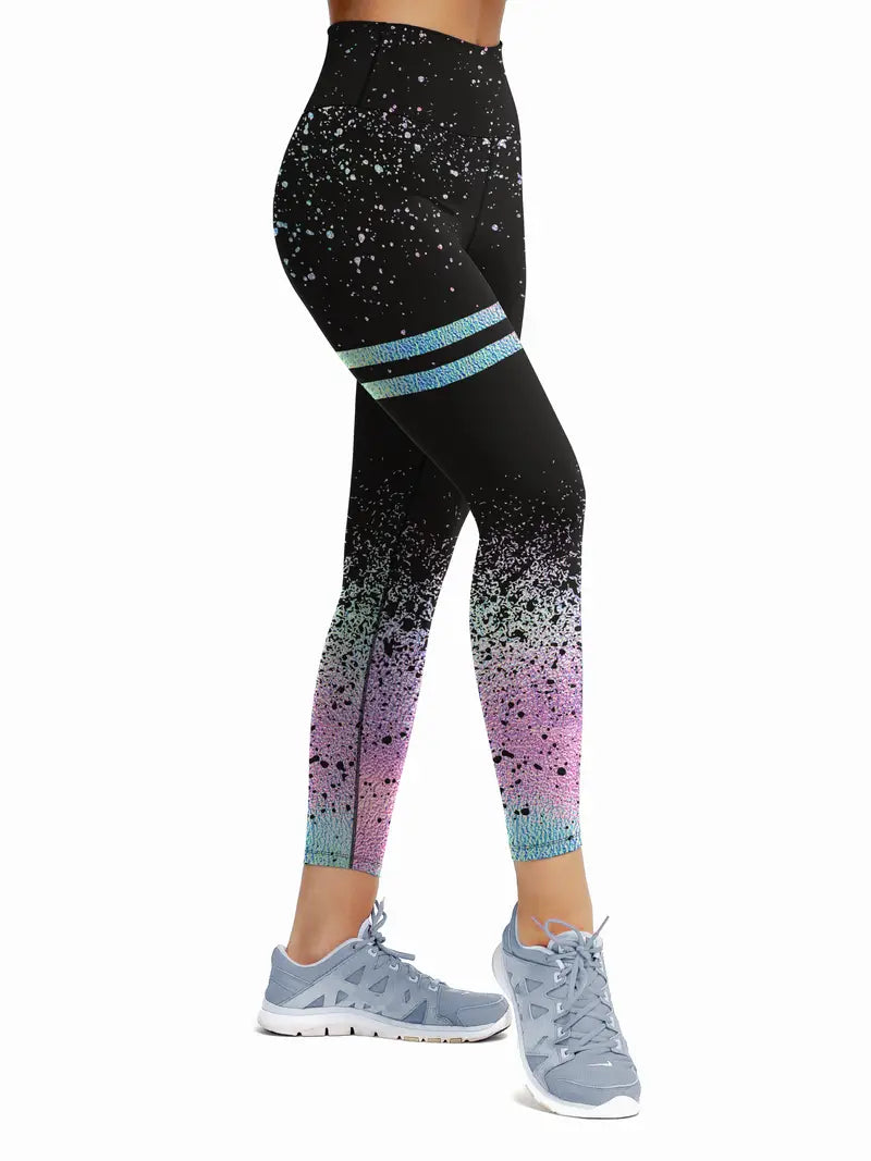 Colour Glitter print Fitness Yoga pants