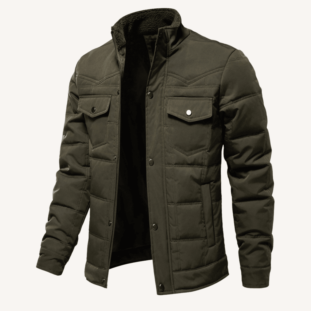 Men's - Fleece-Lined Stand Collar Jacket - Warm & Stylish Outerwear