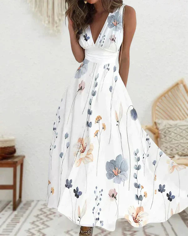 Stylish white floral dress