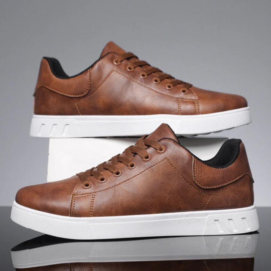 Men's - Stylish Sneakers - Premium Leather - Trendy Footwear