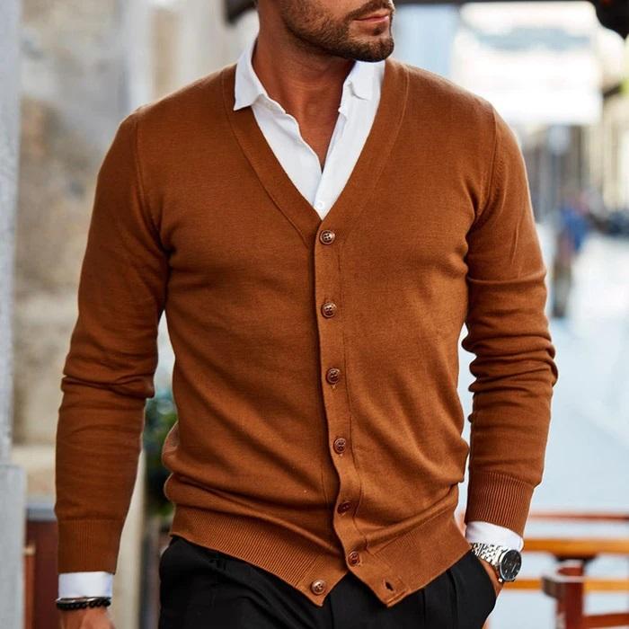 Men's - Winter Cardigan - Stylish Knit Cotton - Warm Button-Up for Comfort and Style