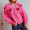 Stylish cardigan with long sleeves and strawberry print for autumn and spring