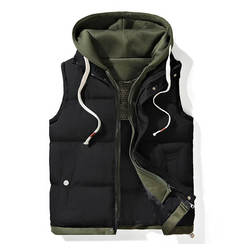 Men's - Soft Shell Hooded Puffer Gilet - Breathable Material - Lightweight & Stylish Outerwear