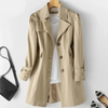 Single-breasted long spring trench coat for women