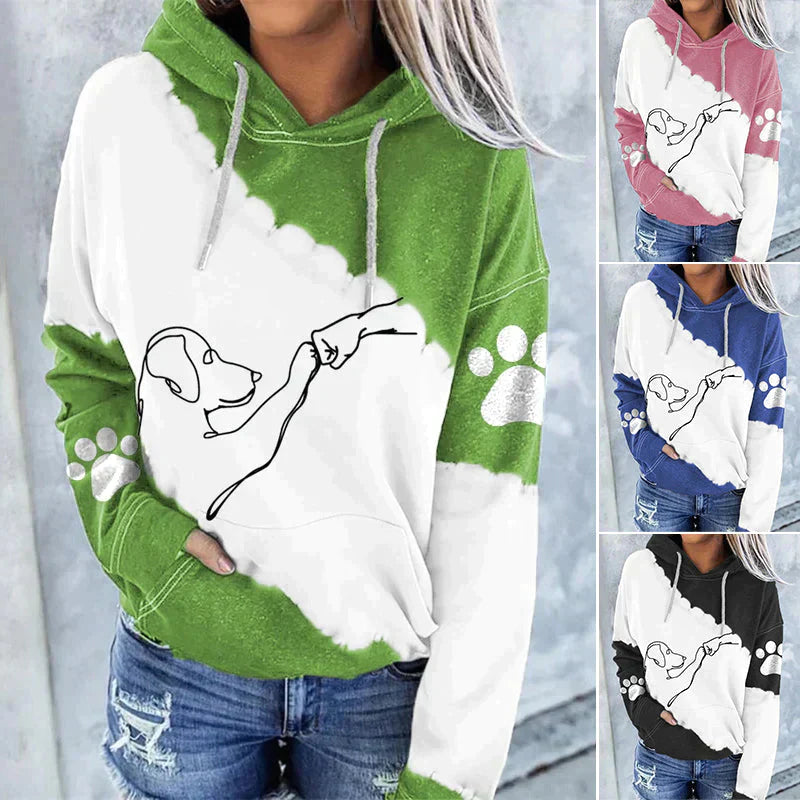 Amora™ trendy loose hoodie with dog print