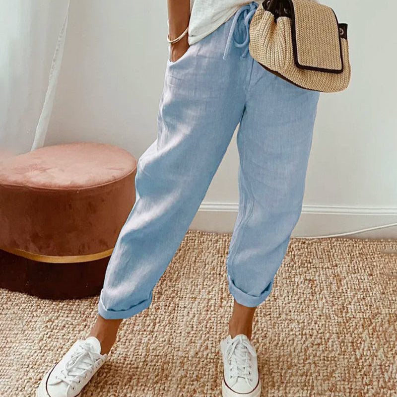 Women's - Comfortable Summer Trousers - Lightweight and Airy Fabric - Perfect for Warm Weather Style