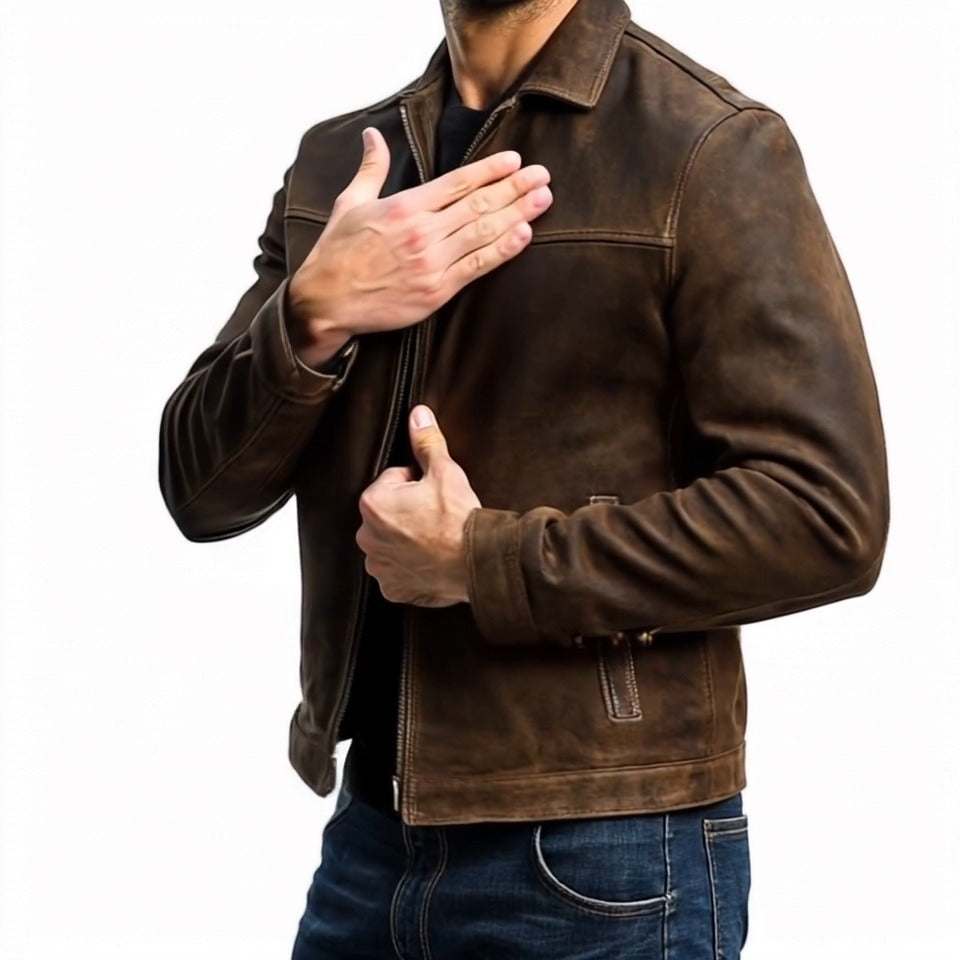 Men - Jacket - Zip-Up - Leather Look